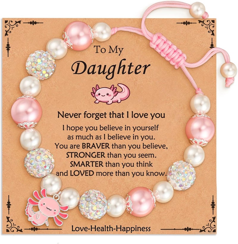 VULETO Axolotl/Horse Bracelet Gifts for Girls Women, Charm Pearl Beads Cute Stuff Valentines Birthday Jewelry for Kids Teens - Image 1